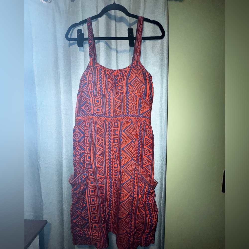 Angie Red and Black Printed Midi Dress